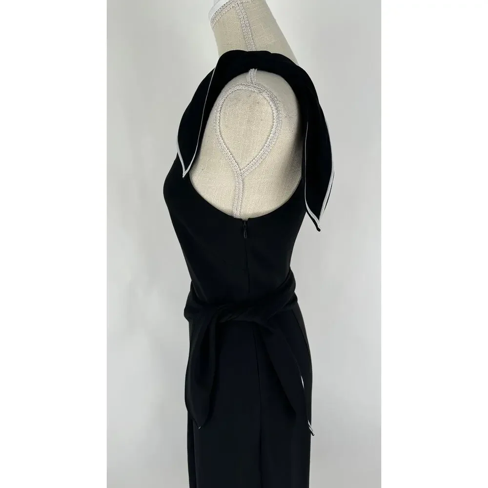 Diane Von Furstenberg One Shoulder Knot Scarf Faux Wrap Dress Womens 2 Black